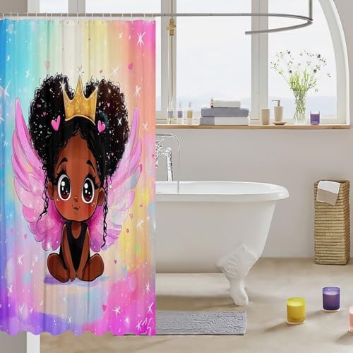 Manfei Cute Black Princess Shower Curtains Set