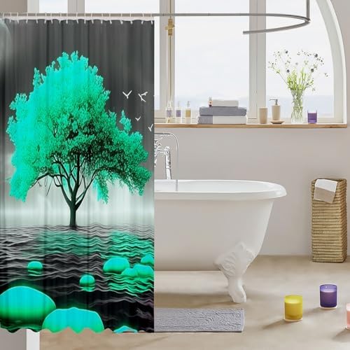 Feelyou Green Tree Bath Curtain