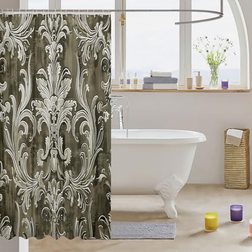 Exquisite 72x84 Damask Green Damask Shower Curtain
