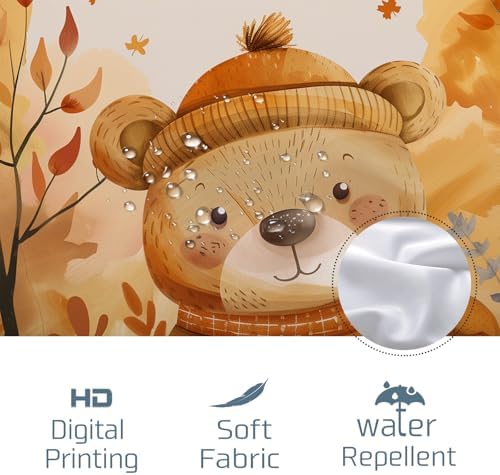 Fall Pumpkin Bear Shower Curtain Autumn Kawaii Bath Decor