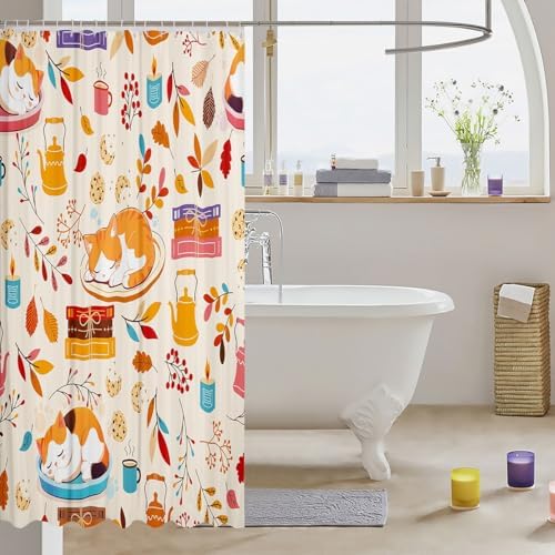 Feelyou Cat Bath Curtain 72x72 for Kids