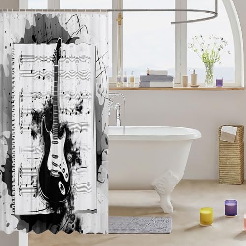 Feelyou Music Bath Curtain 72x78 Guitar