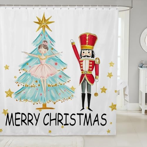Feelyou Nutcracker Bath Curtain for Kids waterproof shower curtain with festive design