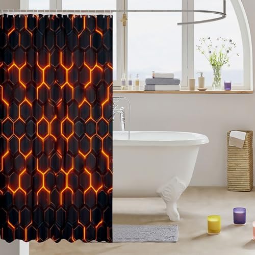 Fun Geometric Honeycomb Kids Bathroom Shower Curtain Set