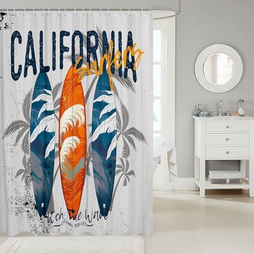 Fun Kids Surfing Bathroom Curtains