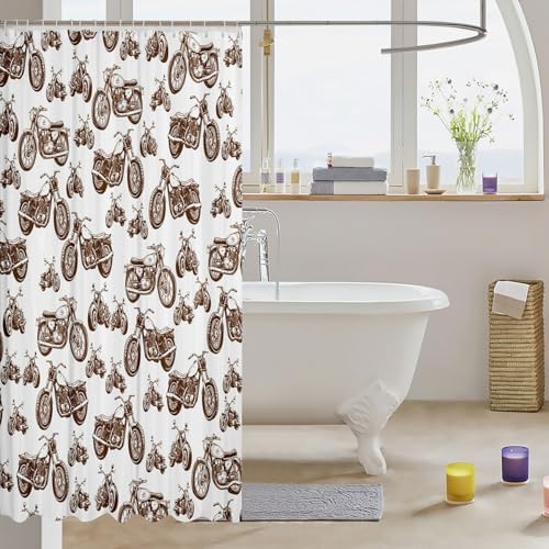 Feelyou Brown Retro Motorcycle Shower Curtain