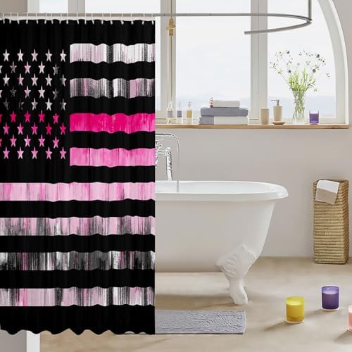 Feelyou 72x72 American Flag Bath Curtain Set