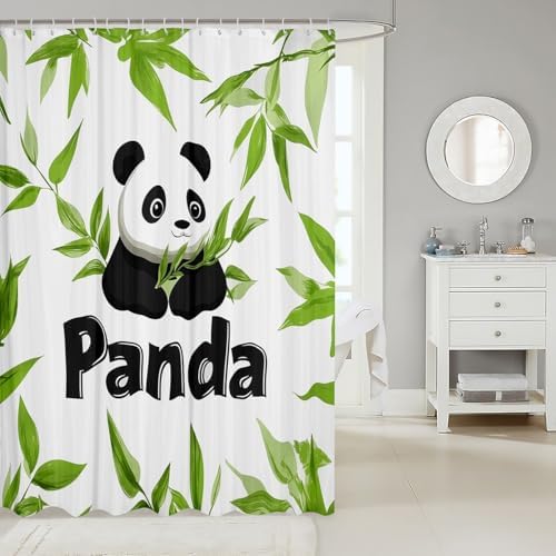 Feelyou Panda Shower Curtain Set 72x72 Cute Kids Bathroom Accessory