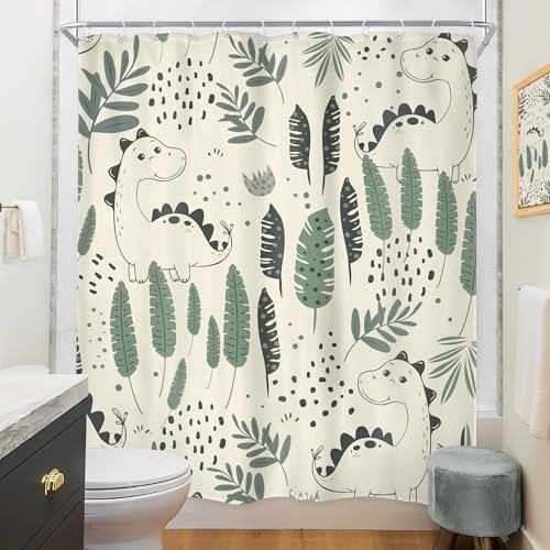 Kids Funny Dinosaur Bathroom Curtain Set 72x72