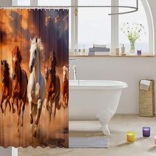 Feelyou Horse Bath Curtain Set 72x78 Kids Boys Girls