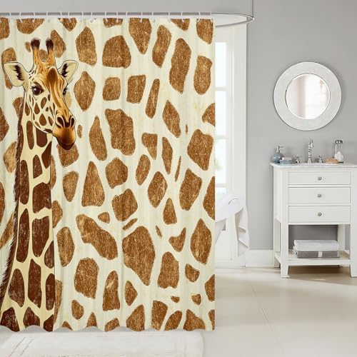 Manfei Giraffe Shower Curtain Set for Kids and Adults 72x72 Inch