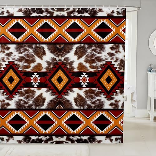 Feelyou Cow Print Shower Curtain 72x78 inches Bohemian Bath Accessory