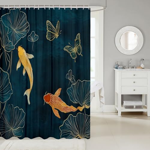 Unique Japanese Koi Fish Shower Curtain