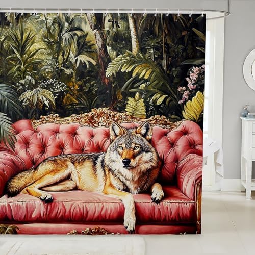 jejeloiu Wolf Bath Curtain