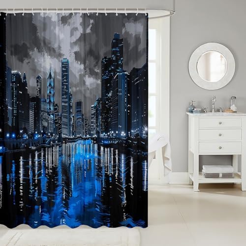 New York City Skyline Bath Curtain for Kids and Teens