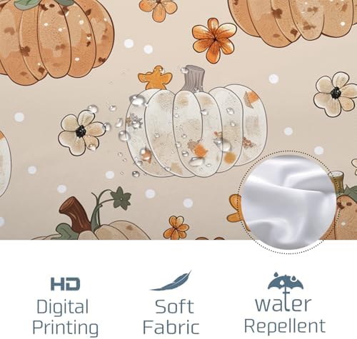GDHBLING Fall Dot Pumpkin Shower Curtain with Rust-Proof Metal Rings