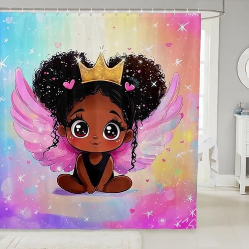 Manfei Cute Black Princess Shower Curtains Set