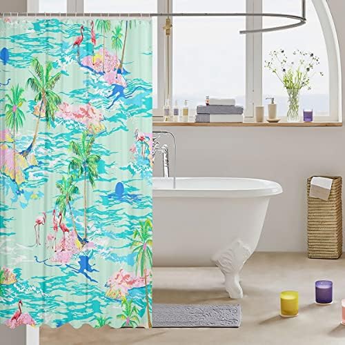 Manfei Pink Flamingo Kids Bathroom Curtain Set