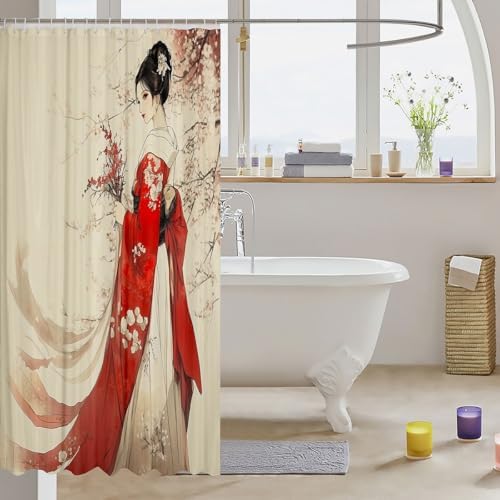 Jejeloiu Japanese Geisha Shower Curtain 72x72