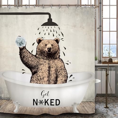Yookeb Bear Bathroom curtain Rustic design for kids