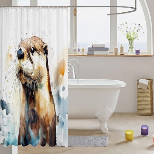 Feelyou Brown Otter Bathroom Shower Curtain Set