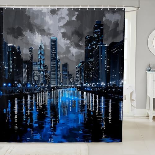 New York City Skyline Bath Curtain for Kids and Teens