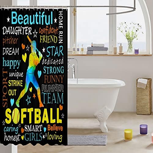 Stylish Softball Player Shower Curtains Add Excitement To Any Bath Time
