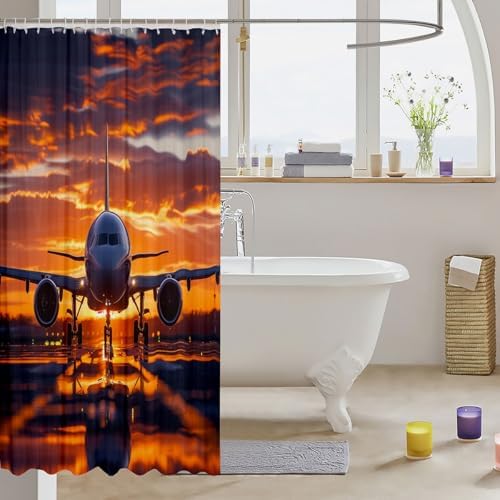 Exquisite Kids Airplane Shower Curtain Unique Plane Bathrollo 72x84