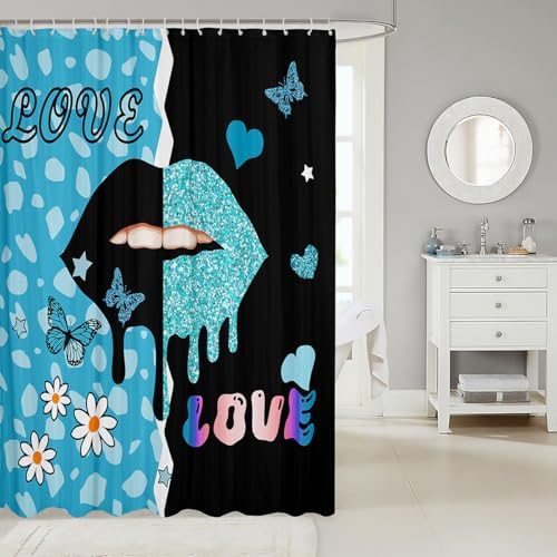 Manfei Lip Kids Shower Curtain with 12 Hooks