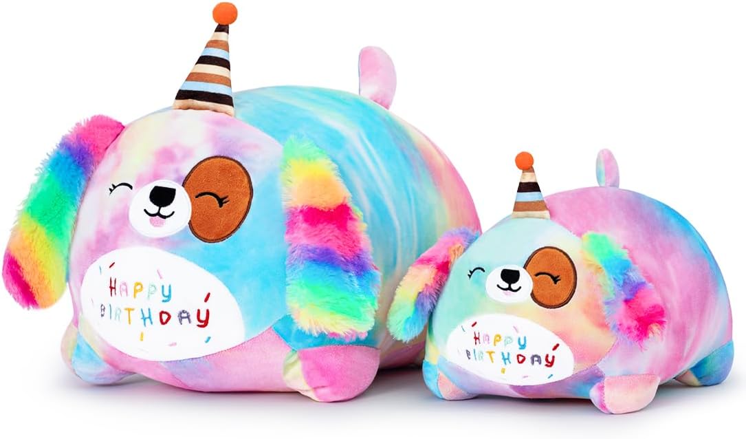 158 Premium Plush Pink Dog Pillow Soft Chubby Stuffed Animal for Birthdays