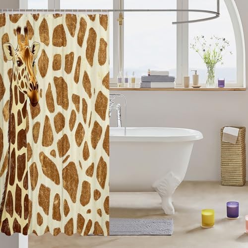 Manfei Giraffe Shower Curtain Set for Kids and Adults 72x72 Inch