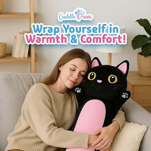 Adjustable Stuffed Cat Plush Pillow for Kids Adults Soft Comfort Design