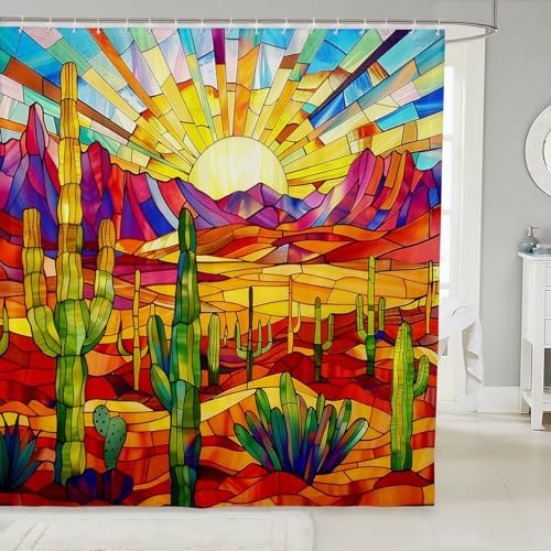 Manfei tropical cactus shower curtains