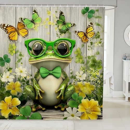 Feelyou Frog 72x72 Cute Forest Green Bathroom Shower Curtain