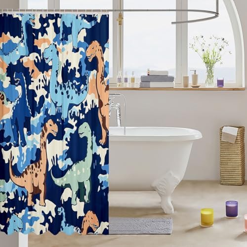 Waterproof Camo Dinosaur Shower Curtain