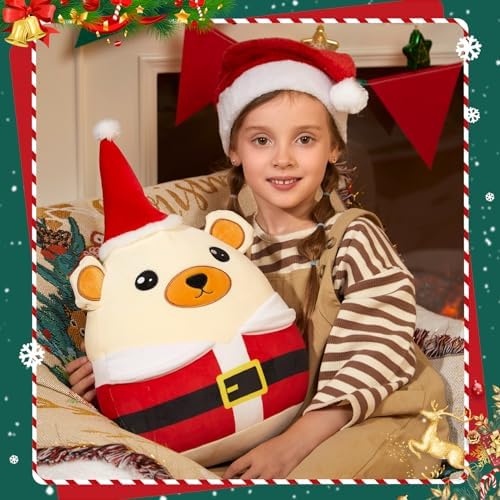 Cozy Bear Christmas Plush Pillow Perfect Cuddle Buddy