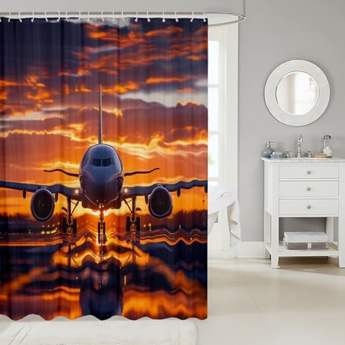 Exquisite Kids Airplane Shower Curtain Unique Plane Bathrollo 72x84