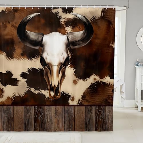 Moody Cow Skull Shower Curtain Set