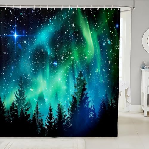 Feelyou Aurora Bath Curtain Polar Lights Kids Fun Bath Shower Curtain