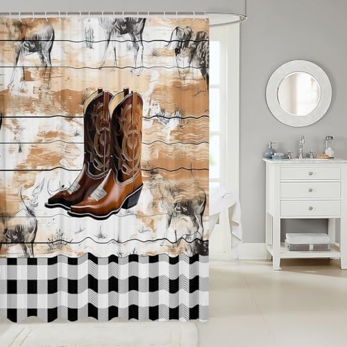 Feelyou Boho Western Bath Curtain Set for Kids