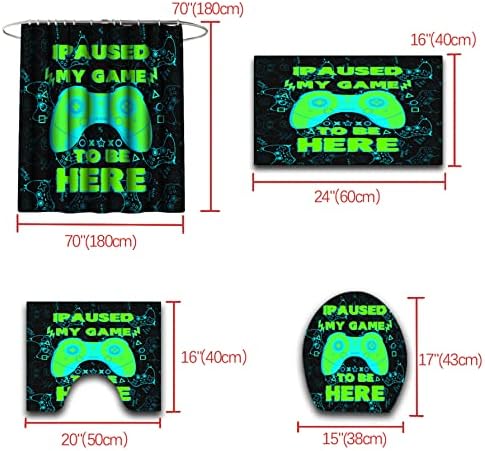 Gamer Shower Curtain Set with Rugs for Boys