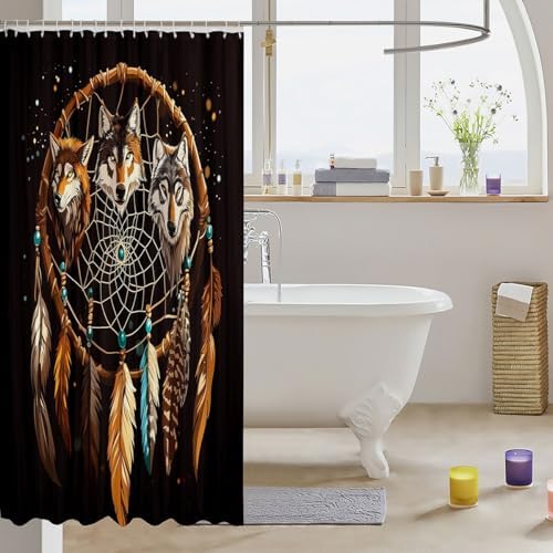 Feelyou Wolves Howling Shower Curtain Set 72x72