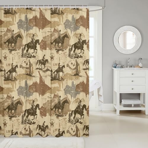 Feelyou Texas Star Cowboy Shower Curtain Set 72x78