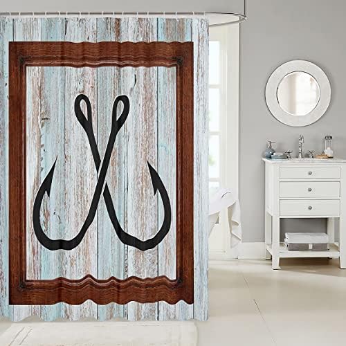Manfei Lake House Fishing Theme Kids Shower Curtains