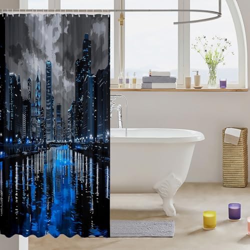 New York City Skyline Bath Curtain for Kids and Teens