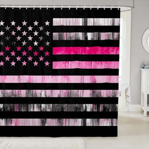Feelyou 72x72 American Flag Bath Curtain Set