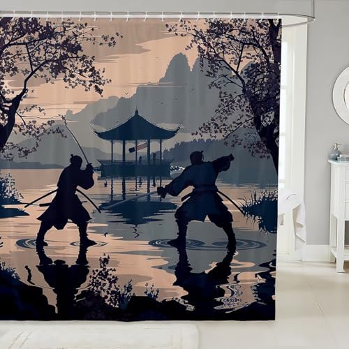 Feelyou Japanese Samurai Bath Curtain Set