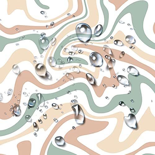 Aesthetic 70sAbstract Wavy Swirl Fabric Shower Curtain for Bathroom Retro Bohemian Style