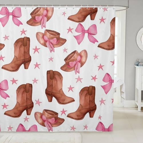 Cute Cowgirl Bath Curtain 84L x 72W
