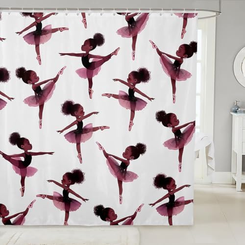 Unique Ballet Bath Curtain Black Bathroom Decor Aesthetic Kids AdultsJustin